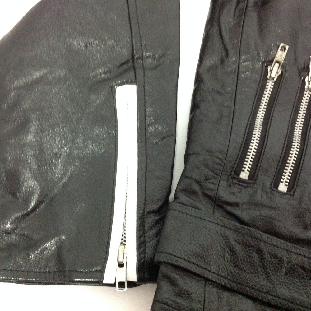 Black Owned Men's Designer Motorcycle Jacket Sz L - Picture 2 of 8